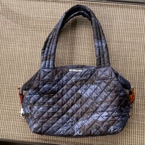 MZ Wallace medium sutton blue camo purse with interior zip pouch